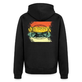 Burger Fast Food Retro Vintage USA - Unisex Premium Bio Zip Hoodie - Schwarz - Hinten - Nico (187cm)