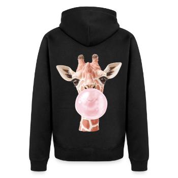 Lustige Giraffe Kaugummi Blase - Unisex Premium Bio Zip Hoodie - Schwarz - Hinten - Nico (187cm)