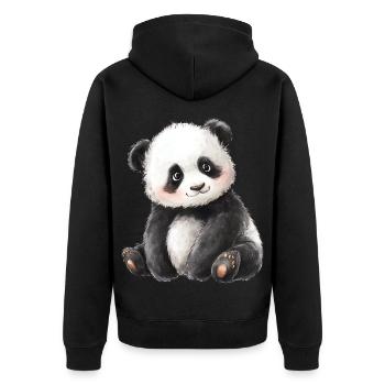 Süßer Baby Panda - Unisex Premium Bio Zip Hoodie - Schwarz - Hinten - Nico (187cm)