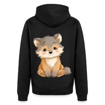 Cute Baby Wolf - Unisex Premium Organic Zip Hoodie - black - Back - Nico (187cm)