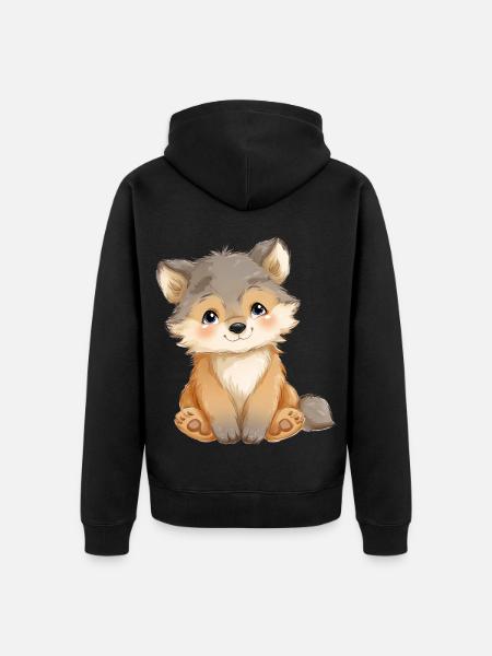 Cute Baby Wolf - Unisex Premium Organic Zip Hoodie - black