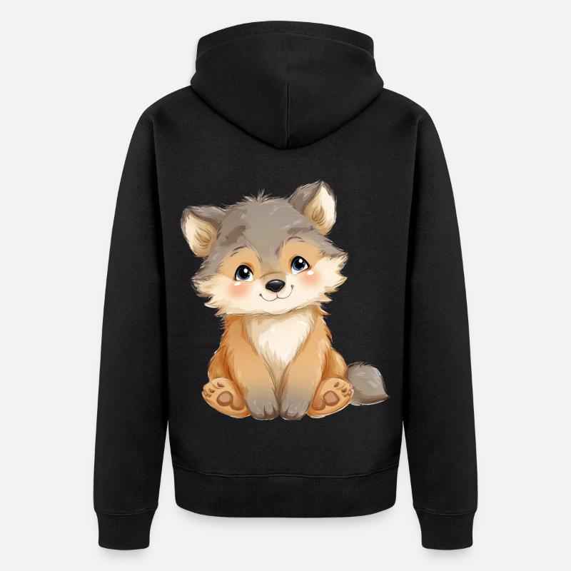 Mignon bébé loup - Veste à capuche bio Premium Unisexe - noir