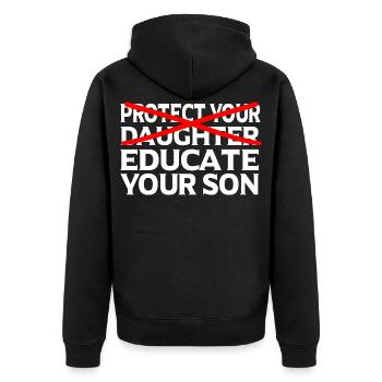Féministe Féminisme émancipation cadeau - Veste à capuche bio Premium Unisexe - noir - Dos - Nico (187cm)