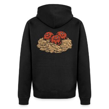 Boulettes de viande spaghetti - Veste à capuche bio Premium Unisexe - noir - Dos - Nico (187cm)