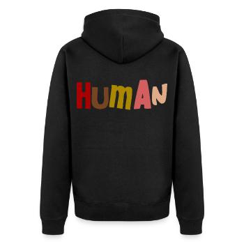 Justice humaine contre le racisme Humain - Veste à capuche bio Premium Unisexe - noir - Dos - Nico (187cm)