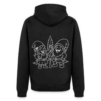 Zwergenfreunde mit Cannabisblatt - Unisex Premium Bio Zip Hoodie - Schwarz - Hinten - Nico (187cm)
