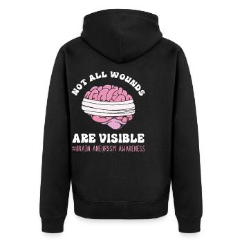Gehirn Aneurysma - Unisex Premium Bio Zip Hoodie - Schwarz - Hinten - Nico (187cm)