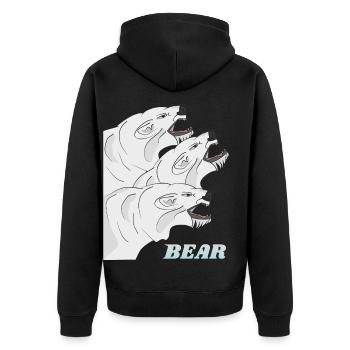 Three Polar Bears - Unisex Premium Organic Zip Hoodie - black - Back - Nico (187cm)