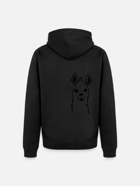 Llama llama alpaca cute drawing - Unisex Premium Organic Zip Hoodie - black