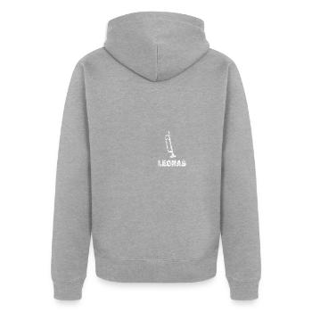 Blasmusik Leonas - Unisex Premium Bio Zip Hoodie - Grau meliert - Hinten - Nico (187cm)