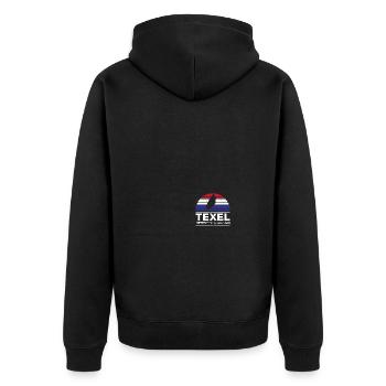 Texel Offiziell abhängig Niederlande Urlaub Insel - Unisex Premium Bio Zip Hoodie - Schwarz - Hinten - Nico (187cm)