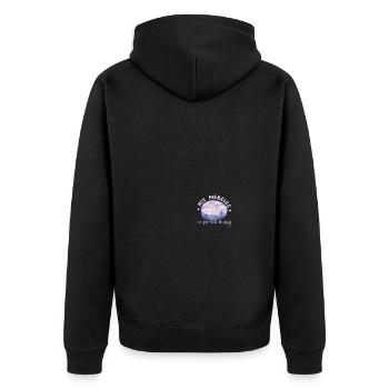 His Mercies Are New Each Morning - Unisex Premium Bio Zip Hoodie - Schwarz - Hinten - Nico (187cm)