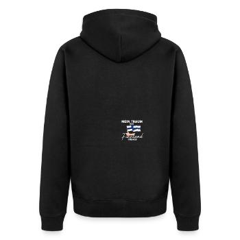 Mein Traum Finnland Urlaub Skandinavien - Unisex Premium Bio Zip Hoodie - Schwarz - Hinten - Nico (187cm)