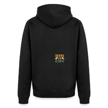 Jesus is King Jesus ist König - Unisex Premium Bio Zip Hoodie - Schwarz - Hinten - Nico (187cm)