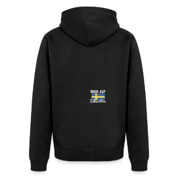 Bock auf Schweden Flagge Urlaub Geschenk - Unisex Premium Bio Zip Hoodie - Schwarz - Hinten - Nico (187cm)