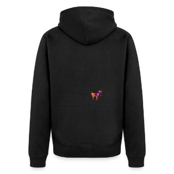Farbklecks Retro Vintage Ziege - Unisex Premium Bio Zip Hoodie - Schwarz - Hinten - Nico (187cm)