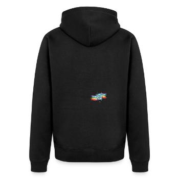 Child of God Regenbogen - Unisex Premium Bio Zip Hoodie - Schwarz - Hinten - Nico (187cm)