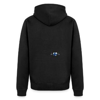 Finnland Flagge Herzschlag Urlaub Geschenk - Unisex Premium Bio Zip Hoodie - Schwarz - Hinten - Nico (187cm)