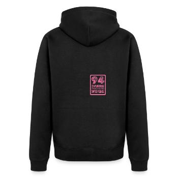 Proverb 94 - Unisex Premium Organic Zip Hoodie - black - Back - Nico (187cm)