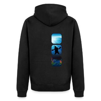 Tauchen Taucher taucht Tauchsport tauchsüchtig - Unisex Premium Bio Zip Hoodie - Schwarz - Hinten - Nico (187cm)