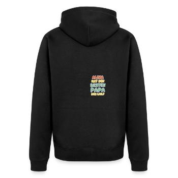 Alina als Baby - Unisex Premium Bio Zip Hoodie - Schwarz - Hinten - Nico (187cm)