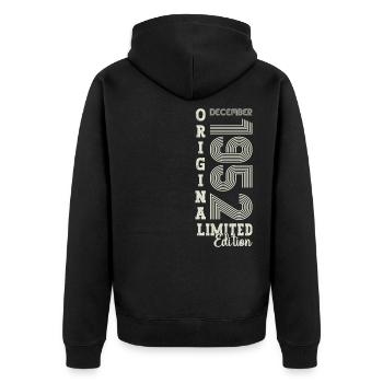Original December 1952 70th birthday gift - Unisex Premium Organic Zip Hoodie - black - Back - Nico (187cm)