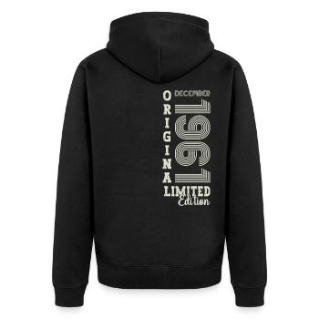 Original December 1961 61st birthday gift - Unisex Premium Organic Zip Hoodie - black - Back - Nico (187cm)