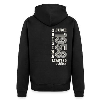 65e anniversaire Homme Juin Année 1958 Original - Veste à capuche bio Premium Unisexe - noir - Dos - Nico (187cm)