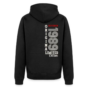 35. Geburtstag Original Oktober 1989 Jahrgang 1989 - Unisex Premium Bio Zip Hoodie - Schwarz - Hinten - Nico (187cm)