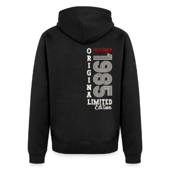 39ème Anniversaire Millésime Octobre 1985 Cru 85 - Veste à capuche bio Premium Unisexe - noir - Dos - Nico (187cm)