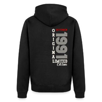 33e anniversaire Original Octobre 1991 Né en 1991 - Veste à capuche bio Premium Unisexe - noir - Dos - Nico (187cm)
