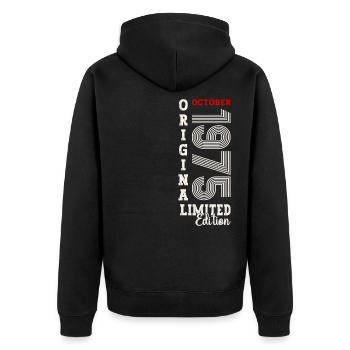 50. Geburtstag Vintage Oktober 1975 Geschenkidee - Unisex Premium Bio Zip Hoodie - Schwarz - Hinten - Nico (187cm)