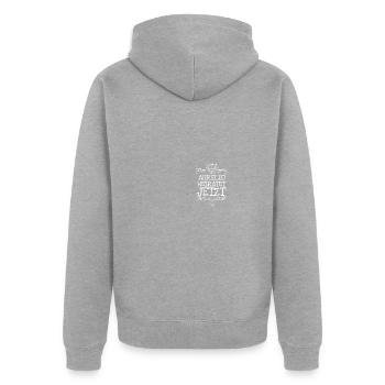 Aurelio als Bachelor - Unisex Premium Bio Zip Hoodie - Grau meliert - Hinten - Nico (187cm)