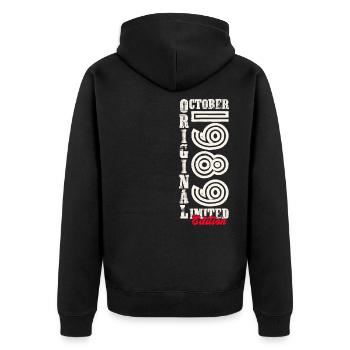 34e anniversaire Original Octobre Année 1989 - Veste à capuche bio Premium Unisexe - noir - Dos - Nico (187cm)