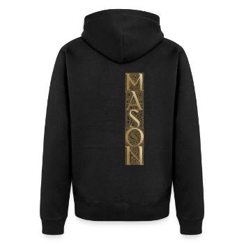 Masonic Freemasonry Fraternal - Unisex Premium Bio Zip Hoodie - Schwarz - Hinten - Nico (187cm)