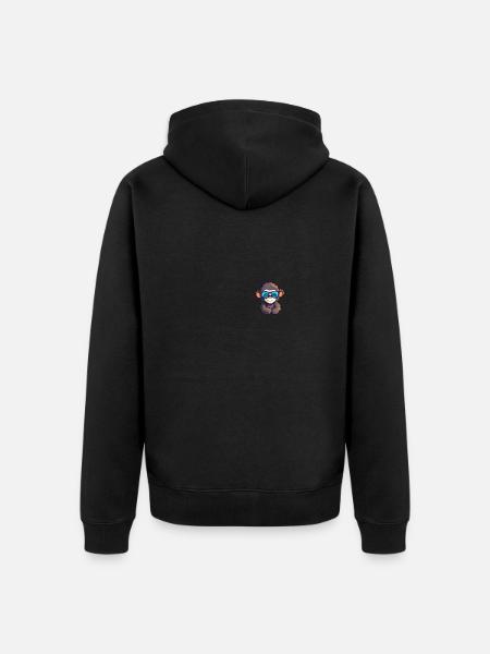 Little cute monkey wearing sunglasses. - Unisex Premium Organic Zip Hoodie - black