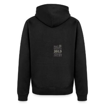 abgeschlossen 2013 - Unisex Premium Bio Zip Hoodie - Schwarz - Hinten - Nico (187cm)