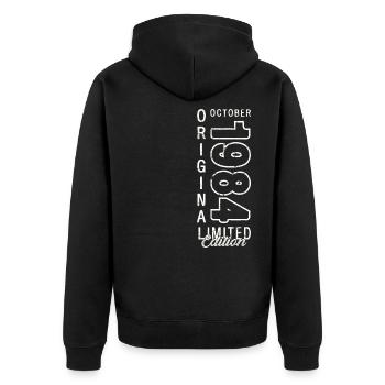 39th Birthday Gift Husband October Vintage 1984 - Unisex Premium Organic Zip Hoodie - black - Back - Nico (187cm)
