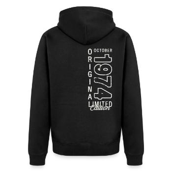 49th Birthday Gift Husband October Vintage 1974 - Unisex Premium Organic Zip Hoodie - black - Back - Nico (187cm)