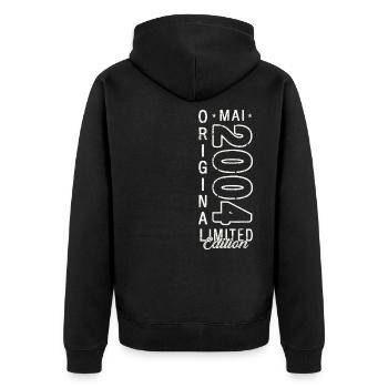 Geburtstag 2004 Mai 2004 Jahrgang 2004 Legende 04 - Unisex Premium Bio Zip Hoodie - Schwarz - Hinten - Nico (187cm)