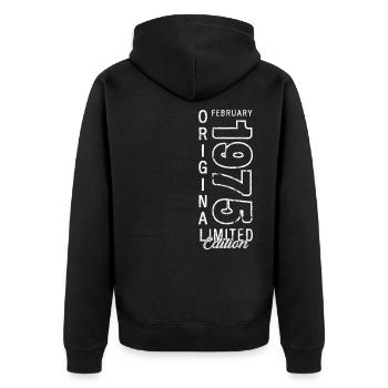 50th Birthday Gift Husband Original February 1975 - Unisex Premium Organic Zip Hoodie - black - Back - Nico (187cm)
