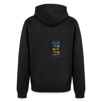 Archäologe Scherben Archäologie Fossilien Geschenk - Unisex Premium Bio Zip Hoodie - Schwarz - Hinten - Nico (187cm)