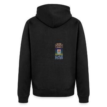 Faultier Rollstuhl Behindert Behinderung Geschenk - Unisex Premium Bio Zip Hoodie - Schwarz - Hinten - Nico (187cm)