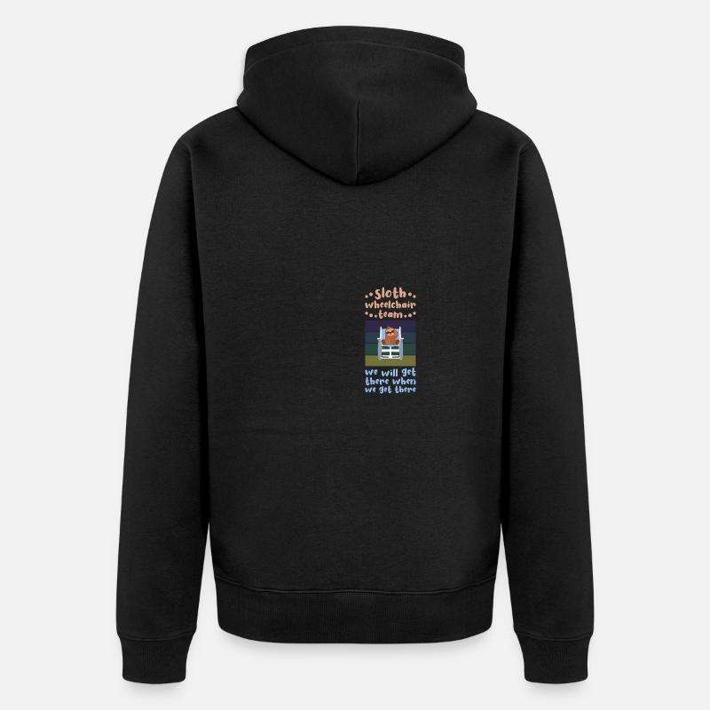 Faultier Rollstuhl Behindert Behinderung Geschenk - Unisex Premium Bio Zip Hoodie - Schwarz