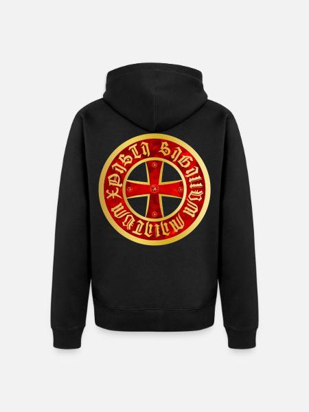 Templar Cross gold & rubies - Unisex Premium Organic Zip Hoodie - black