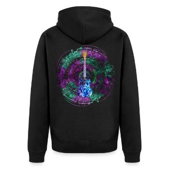 Music Circle mit Gitarre - Unisex Premium Bio Zip Hoodie - Schwarz - Hinten - Nico (187cm)