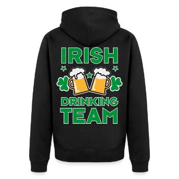 46 Irish Drinking Team Try to keep up - Unisex Premium Bio Zip Hoodie - Schwarz - Hinten - Nico (187cm)