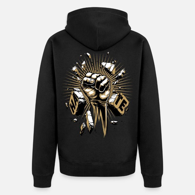 Bekämpfe den Hass - Unisex Premium Bio Zip Hoodie - Schwarz
