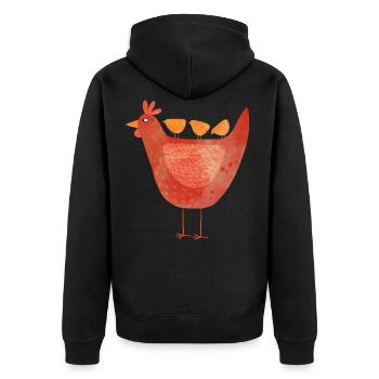Hen and Chicks - Unisex Premium Organic Zip Hoodie - black - Back - Nico (187cm)