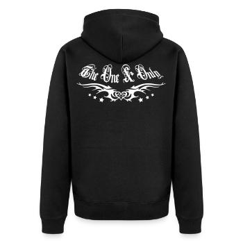 The One and Only 1 1c - Unisex Premium Organic Zip Hoodie - black - Back - Nico (187cm)